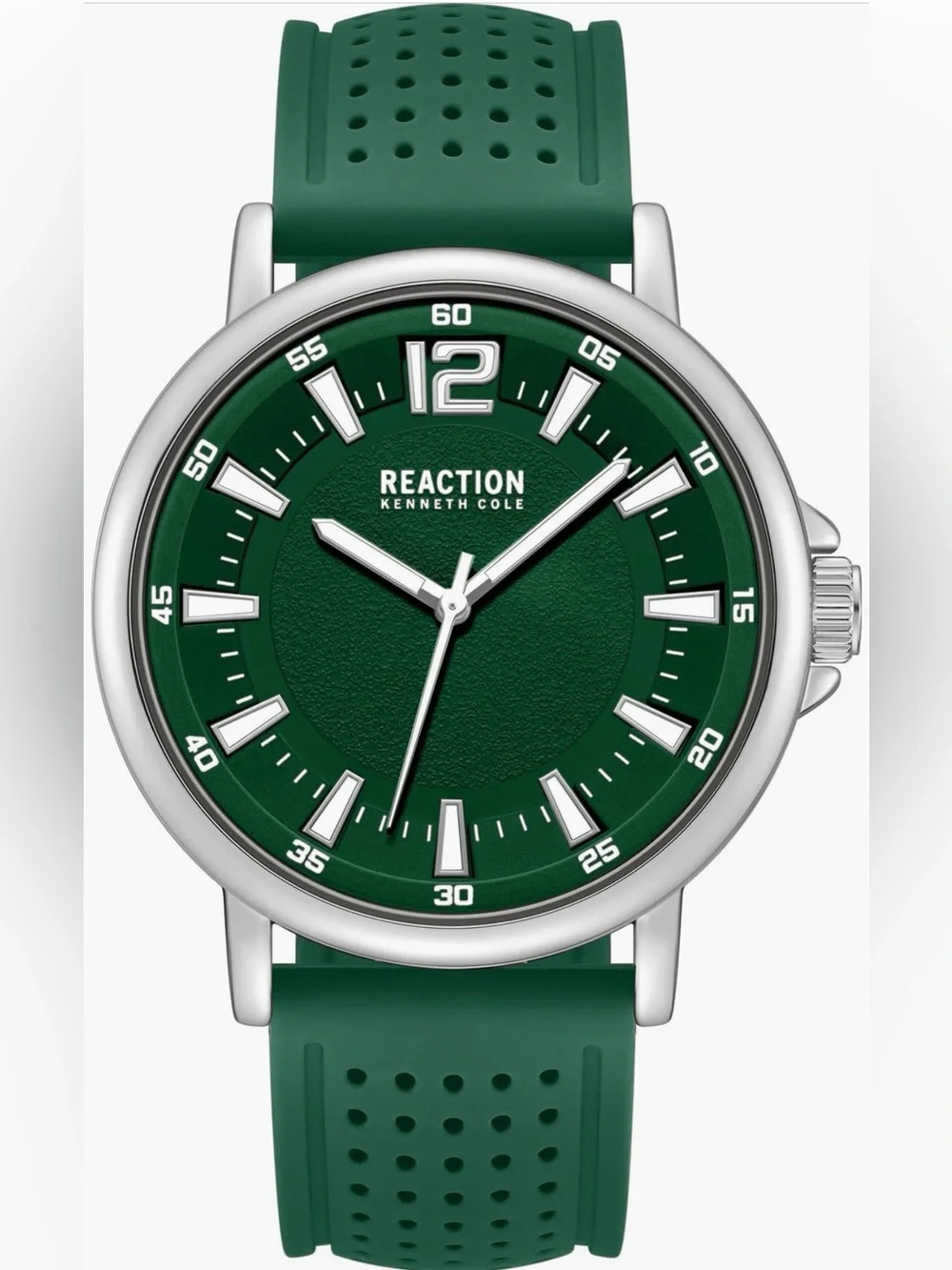 Kenneth Cole Reaction Silver-Tone Case Green Dial and Strap Watch